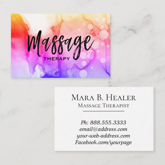 ** Massagetherapeut Massagetherapie Wasserfarbe Visitenkarte (Vorne/Hinten)