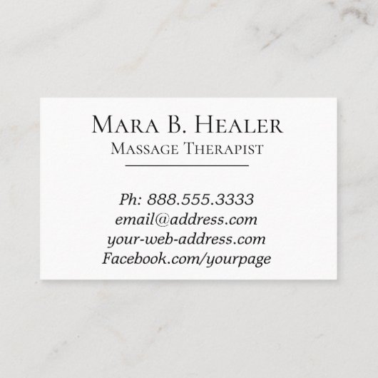 ** Massagetherapeut * Massagetherapie Wasserfarbe Visitenkarte (Rückseite)