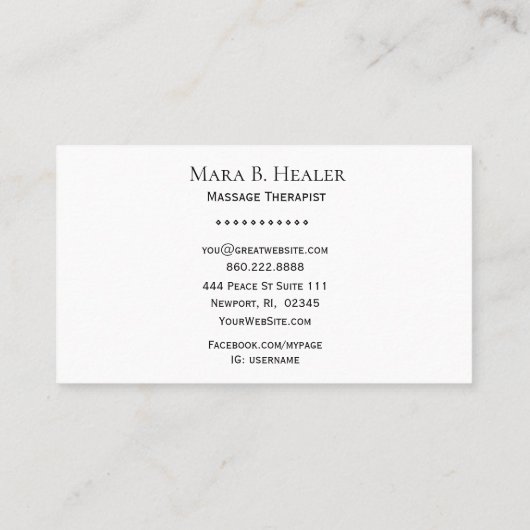 ** Massagetherapeut - Massagetherapie Wasserfarbe Visitenkarte (Rückseite)