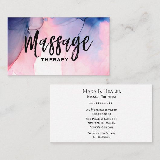 ** Massagetherapeut - Massagetherapie Wasserfarbe Visitenkarte (Vorne/Hinten)
