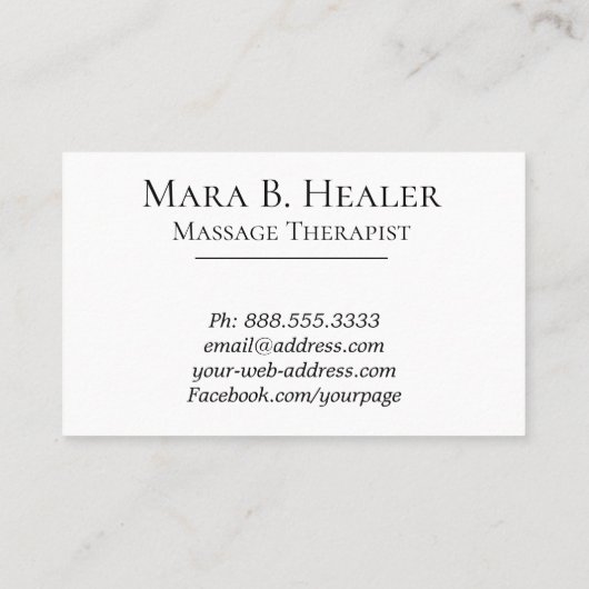 *~* Massagetherapeut * Massagetherapie Wasserfarbe Visitenkarte (Rückseite)
