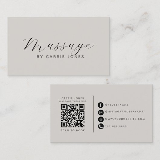 Massagetherapeut Neutraler QR-Code Visitenkarte (Vorne/Hinten)
