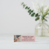 Massagetherapeut | Pink Leather Textur Mini Visitenkarte (Stehend Vorderseite)