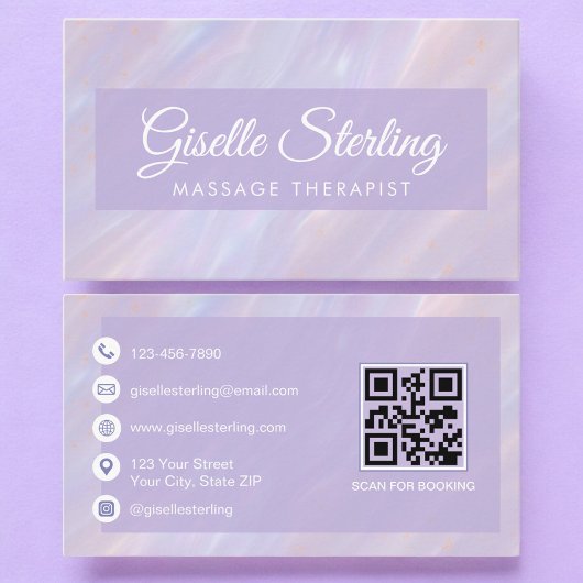Massagetherapeut QR-Code Iridescent Opal Visitenkarte