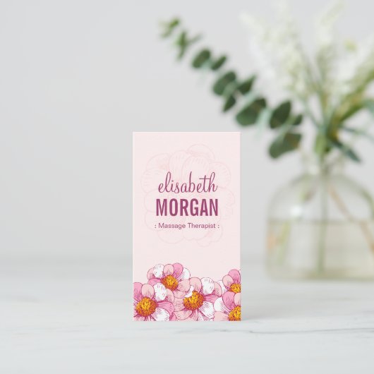 Massagetherapeut - Rosa Boutique Blume Visitenkarte (Stehend Vorderseite)