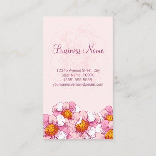 Massagetherapeut - Rosa Boutique Blume Visitenkarte (Rückseite)