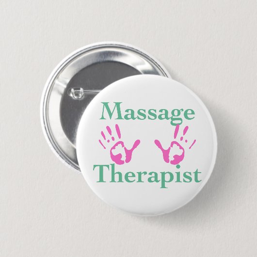 Massagetherapeut: Rosa Handdrucke Button (Vorne & Hinten)