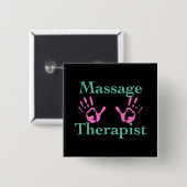 Massagetherapeut: Rosa Handdrucke Button (Vorne & Hinten)
