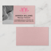 Massagetherapeut | Rosa Lotus-Blume Visitenkarte (Vorne/Hinten)