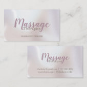 Massagetherapeut rot pinkfarbenes Script irrisiere Visitenkarte (Vorne/Hinten)