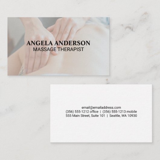 Massagetherapeut | Rückenmassage Visitenkarte (Vorne/Hinten)