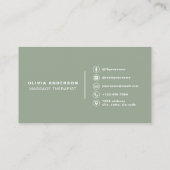 Massagetherapeut Sage Green Foto Visitenkarte (Rückseite)