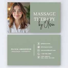 Massagetherapeut Sage Green Foto Visitenkarte