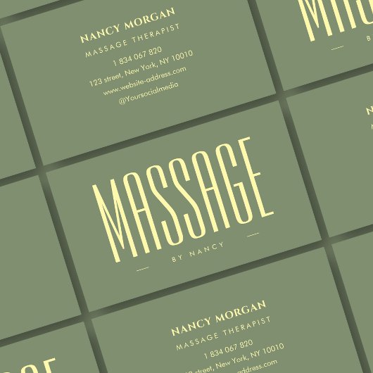 Massagetherapeut Sage Green Visitenkarte