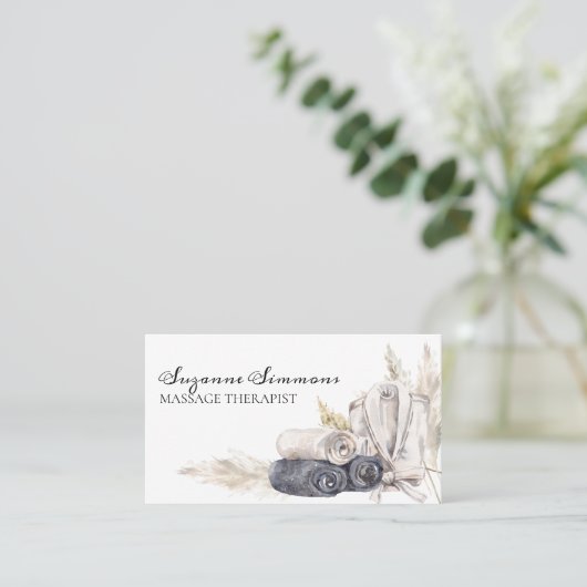 Massagetherapeut Salon Boho Wasserfarbe Visitenkarte (Stehend Vorderseite)