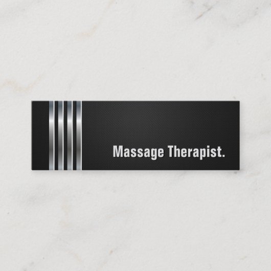 Massagetherapeut - Schwarze Silberstreifen Mini Visitenkarte (Vorderseite)