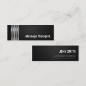 Massagetherapeut - Schwarze Silberstreifen Mini Visitenkarte (Vorne/Hinten)
