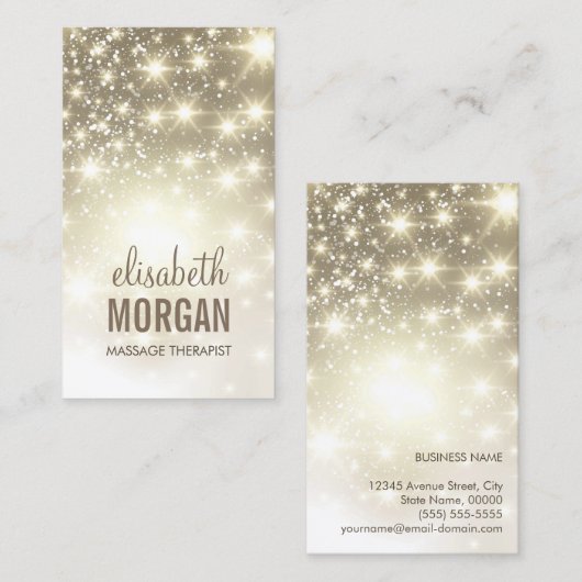 Massagetherapeut - Shiny Gold Glitzern Visitenkarte (Vorne/Hinten)
