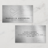 Massagetherapeut Silver Foil gebürstetes Metall Visitenkarte (Vorne/Hinten)