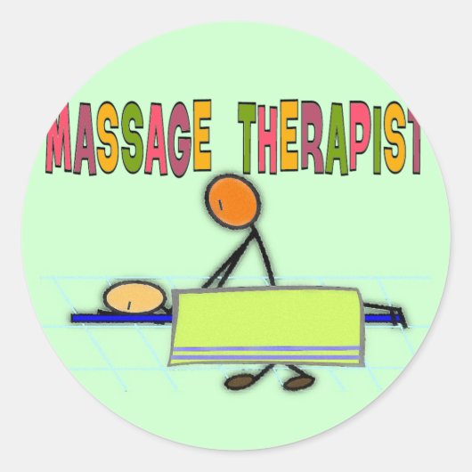 Massagetherapeut Stick People Design Geschenke Runder Aufkleber (Vorderseite)