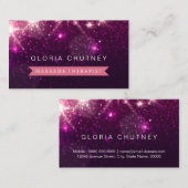 Massagetherapeut - Trendrosa Glitzer Visitenkarte (Vorne/Hinten)