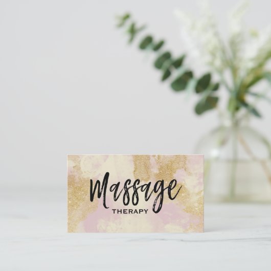 *~* Massagetherapeut Trendy Grunge Gold Lavender Visitenkarte (Stehend Vorderseite)