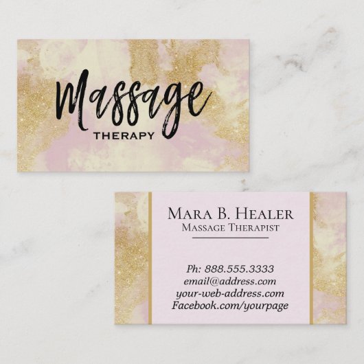 *~* Massagetherapeut Trendy Grunge Gold Lavender Visitenkarte (Vorne/Hinten)