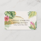 Massagetherapeut Tropical Gold Brushed Wasserfarbe Visitenkarte (Vorderseite)