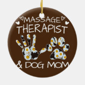 Massagetherapeut und Hunde Mama Wildblumen Keramik Ornament (Hinten)