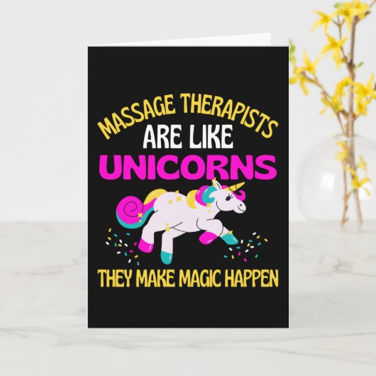 Massagetherapeut Unicorn , Magische Einhornphysik Karte (Gelbe Blume)