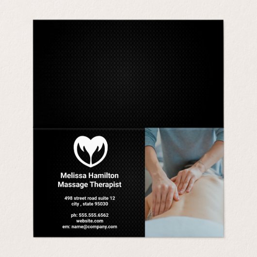 Massagetherapeut | WELLNESS-CENTER | Symbol für He Visitenkarten (Außenseite Aufgefaltet)