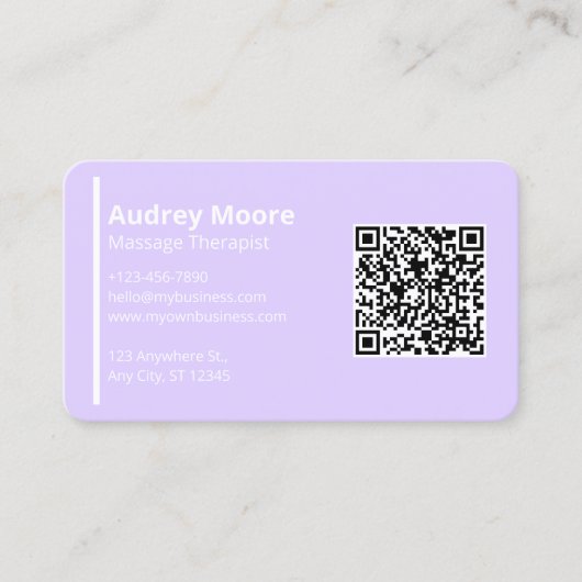 Massagetherapeut Wellness Vorlagen QR Code Visitenkarte (Vorderseite)