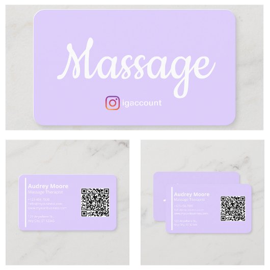 Massagetherapeut Wellness Vorlagen QR Code Visitenkarte