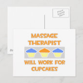 Massagetherapeut ... Wird für Cupcakes arbeiten Postkarte (Vorne/Hinten)