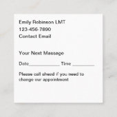 Massagetherapeut Zen Bestellungskarten Quadratische Visitenkarte (Rückseite)