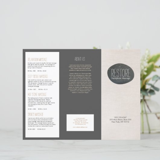 Massagetherapeut Zen Stone Tri-Fold Broschüre (Stehend Vorderseite)