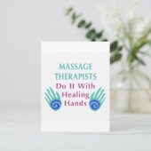Massagetherapeuten tun es mit heilenden Händen Postkarte (Stehend Vorderseite)