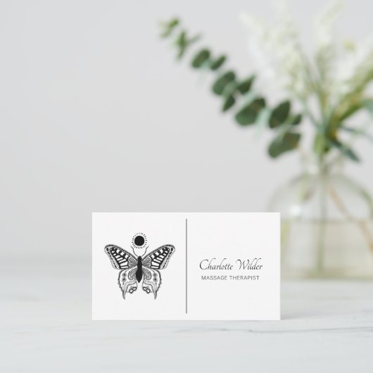 Massagetherapeutin Butterfly-Logo Visitenkarte (Stehend Vorderseite)
