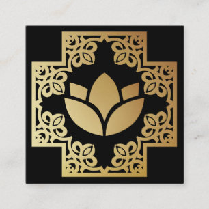 Massagetherapeutin Goldrahmen Lotosblume Foto Quadratische Visitenkarte