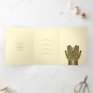 Massagetherapeutin Henna Mehndi Hands Dreifach Gefaltete Karte