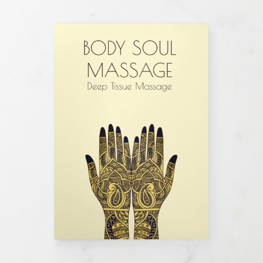 Massagetherapeutin Henna Mehndi Hands Dreifach Gefaltete Karte (Cover)