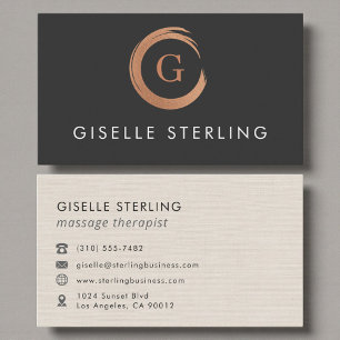 Massagetherapeutin Monogramm Metallic Roségold Visitenkarte