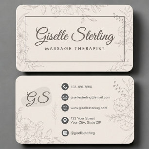 Massagetherapeutin Neutrales Floral Visitenkarte