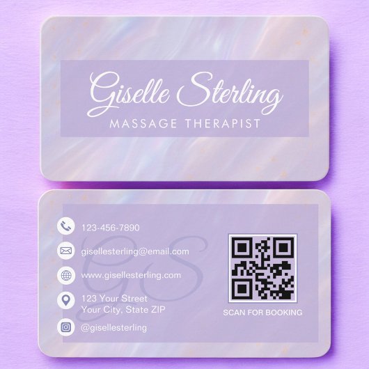 Massagetherapeutin Pastelllila QR-Code Visitenkarte