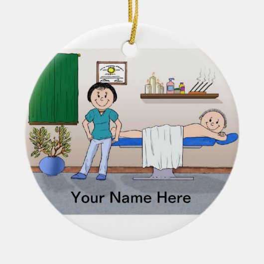 Massagetherapeutin - Weibliche, männliche Klientin Keramikornament (Vorne)