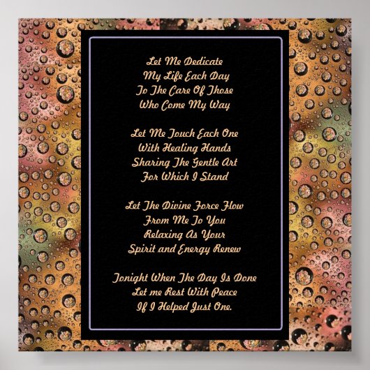 Massagetherapie Gebet Poster (Vorne)