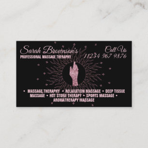 Massagetherapie Glitter-Schrift Heilende Hände  Visitenkarte