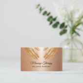 Massagetherapie Hände Roségold Visitenkarte (Stehend Vorderseite)