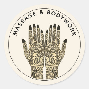 Massagetherapie Mehndi Henna Heilende Hände Runder Aufkleber
