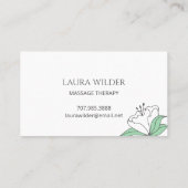 Massagetherapie mit weißer Blume Visitenkarte (Rückseite)